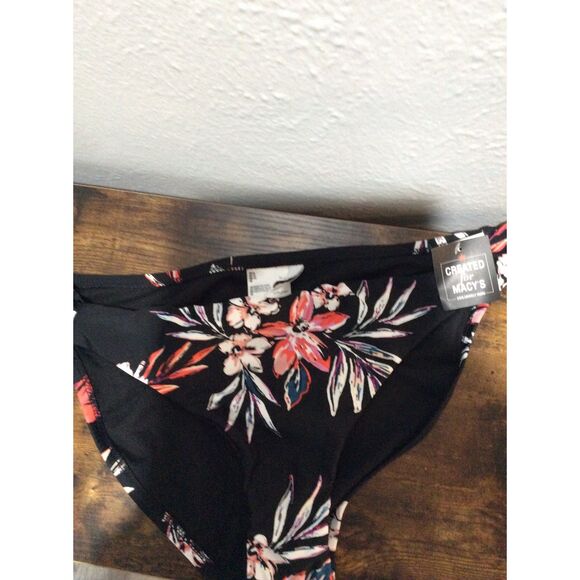 New NWT Bar III Black Floral Bikini Bottom Swim Wear XL Tropical Escape - Picture 1 of 8